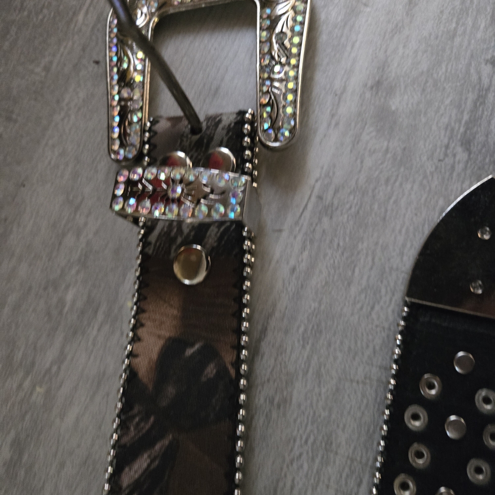 Silver and Black Rhinestone Belt